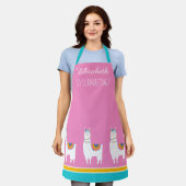 Cute roze en White Llama Persoonlijk Schort (Gedragen)