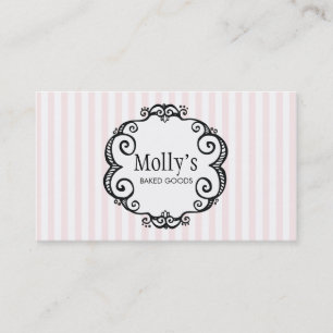 Cute roze en White Striped Pastry Chef Catering Visitekaartje