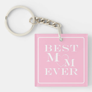 Cute Roze en Witte Hart, Beste Moeder Ooit en Foto Sleutelhanger
