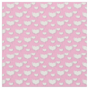 Cute Roze en Witte Hartjes met Vleugels Patroon Stof