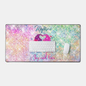 Cute roze faux glitter gnome kerstmonogram bureaumat (Keyboard & Muis)