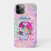 Cute roze faux glitter gnome kerstmonogram Case-Mate iPhone case (Achterkant)