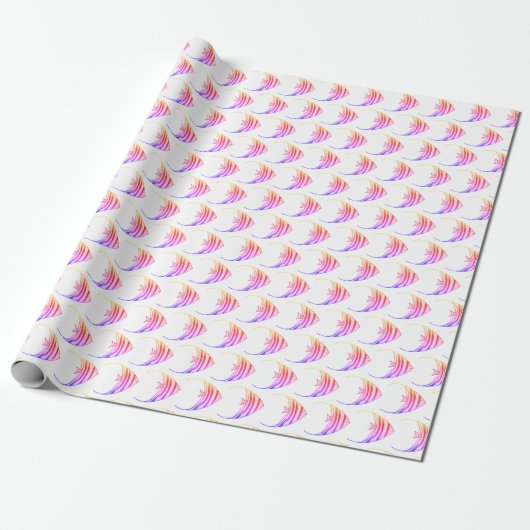 Cute roze Fish Pattern Cadeaupapier (Uitgerold)