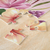 Cute roze flamingo and Flowers Legpuzzel (Zijkant)