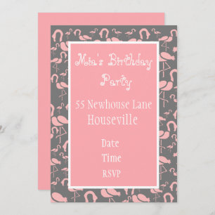Cute roze flamingo art Party Kaart