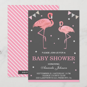 Cute Roze Flamingo Baby Shower Uitnodiging