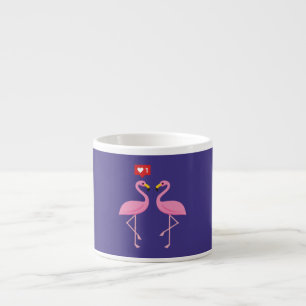 Cute roze flamingo like Heart Pastel Espresso Kop