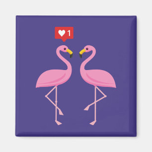 Cute roze flamingo like Heart Pastel Magneet