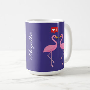 Cute roze flamingo like Heart Pastel Naam toevoe Koffiemok