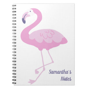 Cute Roze Flamingo met Naam Notitieboek