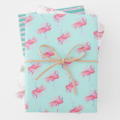 Cute roze Flamingo patroon Waterverf Inpakpapier Vel (In situ)