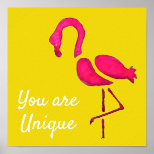 Cute roze flamingo poster