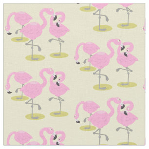Cute roze flamingo trio blauwe cartoon illustratie stof