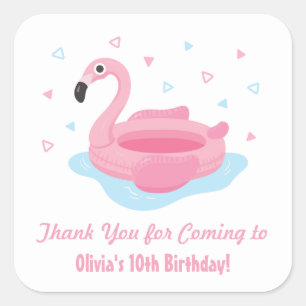 Cute Roze Flamingo Zwembad Drijver Bedankt Sticker