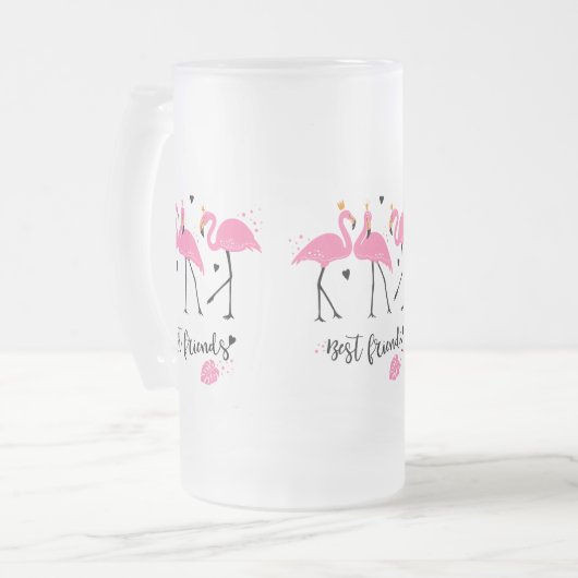 Cute roze flamingos Premium Vector Matglas Bierpul (Voorkant links)