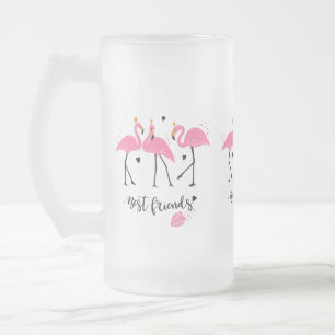 Cute roze flamingos Premium Vector Matglas Bierpul