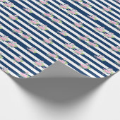 Cute roze flamingosTropisch leder,Striped Classic Cadeaupapier (Hoek)