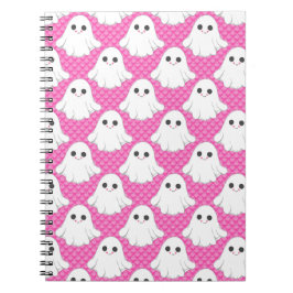 Cute Roze Geest Patroon Kawaii Halloween Spiraal  Notitieboek