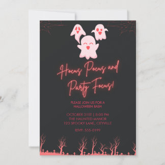Cute Roze Geesten Halloween Feest Uitnodiging | Ne