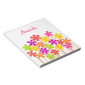 Cute roze gele oranje simpele bloemen naam notitieblok (Schuin)