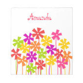 Cute roze gele oranje simpele bloemen naam notitieblok (Voorkant)