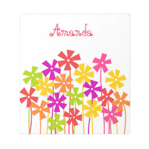 Cute roze gele oranje simpele bloemen naam  notitieblok