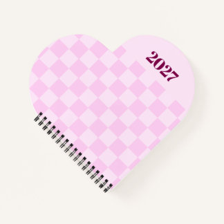 Cute Roze Gingham 2027 Weekplanner Notitieboek