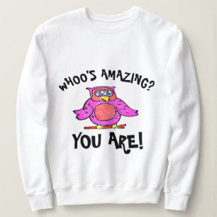 Cute roze glimlachende Cartoon Owl Trui