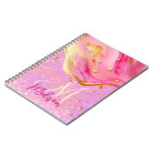 Cute roze glitter goudmarmer monogram notitieboek (Linkerzijde)