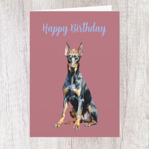 Cute Roze Gouden Dobermann Verjaardagskaart Kaart