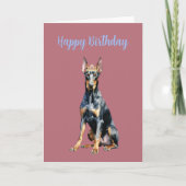 Cute Roze Gouden Dobermann Verjaardagskaart Kaart (Voorkant)