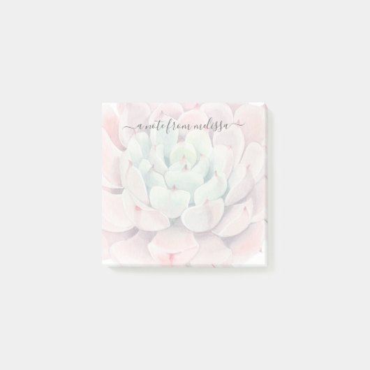 Cute roze Green Succulents Personalized Post-it® Notes (Voorkant)