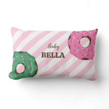 Cute Roze & Groene Donut Baby Worpkussen