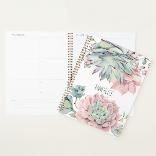 Cute roze groene succultus  planner (Display)