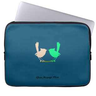 Cute Roze groene vogels op tak Aangepaste naam  Laptop Sleeve
