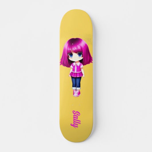 Cute roze haar aangepaste naam skateboard (Voorkant)