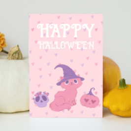 Cute Roze Halloween Feest  Feestdagenkaart