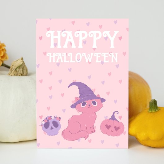 Cute Roze Halloween Feest Feestdagenkaart