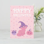 Cute Roze Halloween Feest Feestdagenkaart (Staand voorkant)