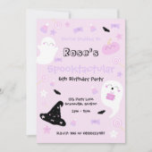 Cute Roze Halloween Verjaardagsfeestje Kaart (Voorkant)