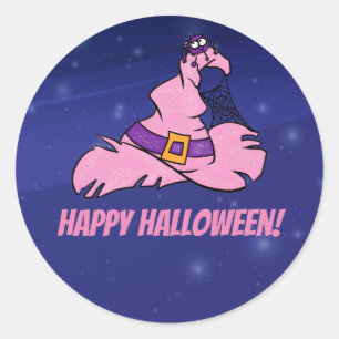 Cute roze Halloween witch pet aanpasbaar Ronde Sticker