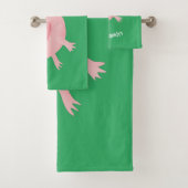 Cute roze happy axolotl bad handdoek (Insitu)