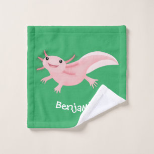 Cute roze happy axolotl bad handdoek