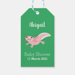 Cute roze happy axolotl cadeaulabel