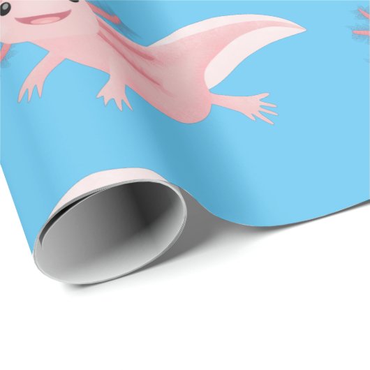 Cute roze happy axolotl cadeaupapier (Rol Hoek)