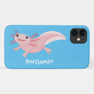 Cute roze happy axolotl iPhone 11 hoesje