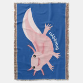 Cute roze happy axolotl deken (Voorkant Verticaal)