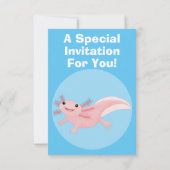 Cute roze happy axolotl kaart (Achterkant)