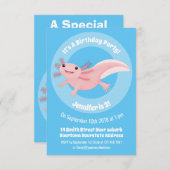 Cute roze happy axolotl kaart (Voorkant / Achterkant)