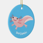 Cute roze happy axolotl keramisch ornament (Rechts)
